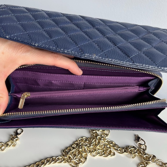 Zenith Navy Leather Quilted Purse - Picture 9 of 13